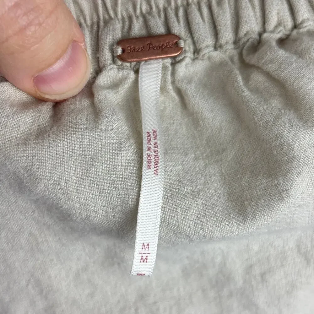 Free People Beige Linen Blend Mini Skirt Medium